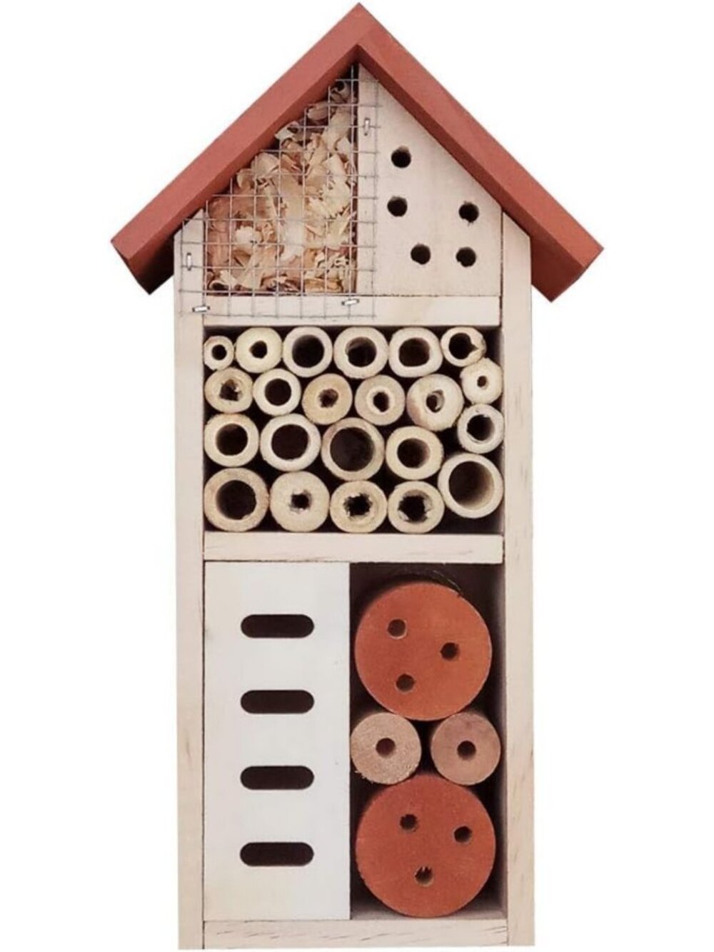 Wooden Insect Hotel for Bees, Butterflies & Ladybugs - Garden Bug House, 10.4" x